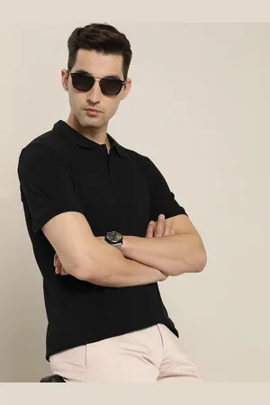 Invictus Men Black Polo Collar Slim Fit T-shirt