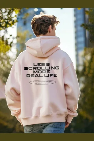NOBERO Men Oversized Printed Hooded Sweatshirt