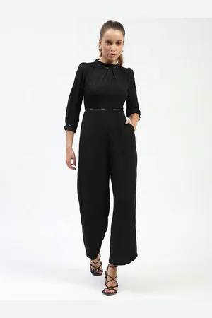 MADAME Women Basic Jumpsuit with Lace Inserts