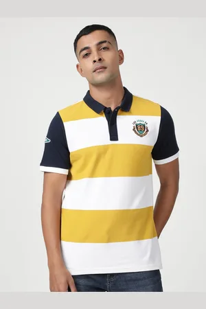 Lee Men Colourblocked Polo Collar Slim Fit Cotton T-shirt