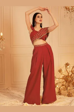 indo street Embroidered Top With Palazzo Co-Ords