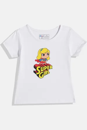 Eteenz Girls Supergirl Printed Pure Cotton T-shirt