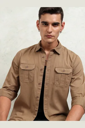 Ketch Men Utility Pockets Solid Slim Fit Shirt