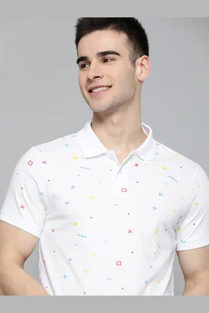 Mast & Harbour Men White Printed Cotton Polo Collar T-shirt