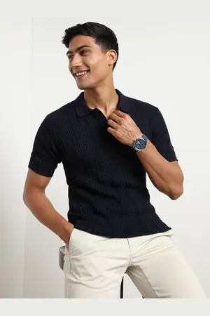 NOBERO Men Polo Textured T-shirts