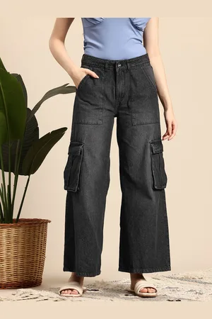 Mast & Harbour Women Wide Leg High-Rise Cargo-Style Jeans
