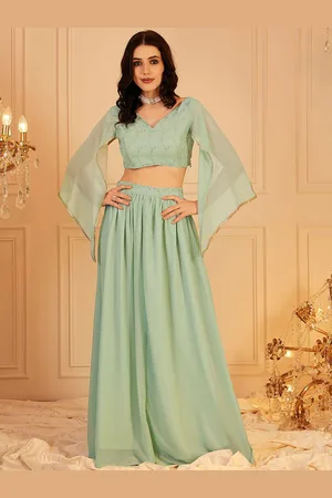 indo street Embellished Cape Sleeve Crop Top & Trouser Co-Ords