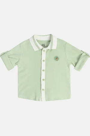 MINI KLUB Boys Spread Collar Solid Cotton Casual Shirt