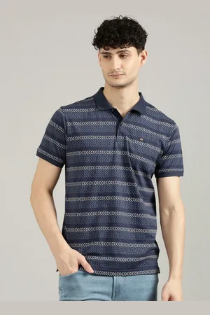Joven Men Striped Polo Collar Cotton T-shirt