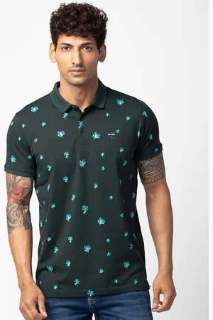 SPYKAR Men Floral Printed Polo Collar Slim Fit T-shirt