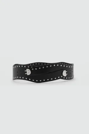 MANGO Women Asymmetrical Studded Belt