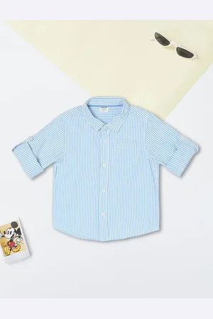 Max Collection Boys Spread Collar Vertical Striped Cotton Casual Shirt