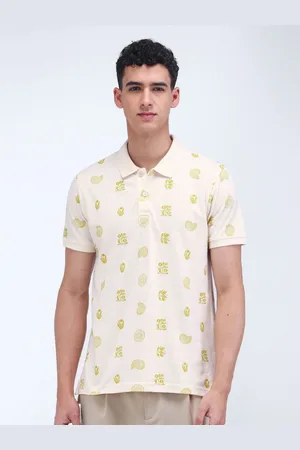 Flying Machine Men Conversational Printed Polo Collar Cotton T-shirt
