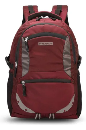Provogue Unisex Maroon & Grey Brand Logo Backpack with rain cover and reflective strip