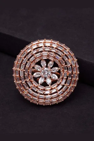 Anouk Rose Gold-Plated AD Stone-Studded Finger Ring