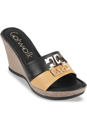 Catwalk Women Colourblocked Wedge Sandals With Western - Embellished