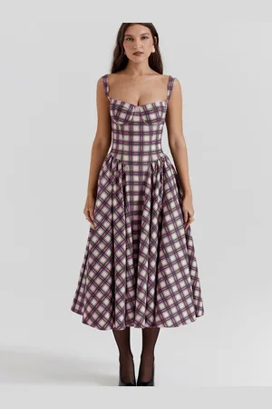 LULU & SKY Women Checked Fit & Flare Midi Dress