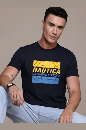 Nautica Men Brand Logo Printed Pure Cotton T-shirt