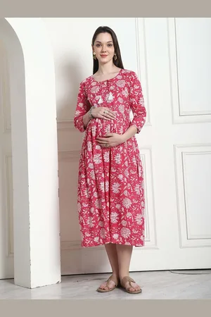 Rajnandini Floral Print Maternity A-Line Midi Dress