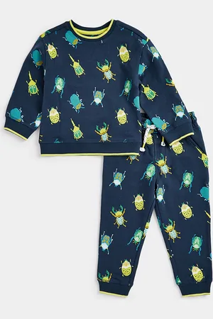 Mothercare Boys Printed Pure Cotton Sweatshirt & Joggers