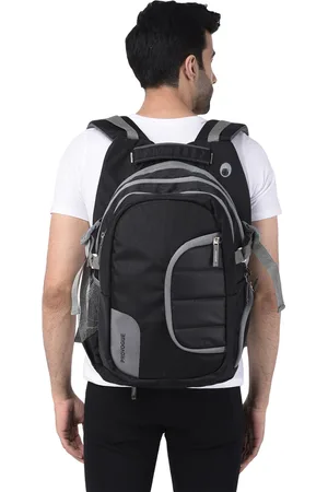 Provogue Unisex Black & Grey Reflective Strip Backpack with Rain Cover