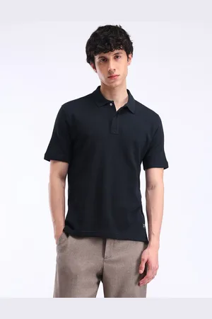 Flying Machine Men Solid Polo Collar Cotton T-shirt