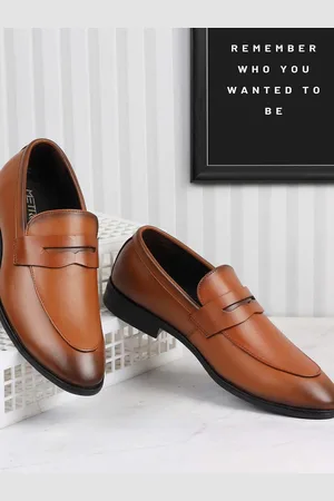 Metro Men Leather Round Toe Slip-Ons Formal Shoes
