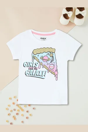 Max Collection Girls Graphic Printed Round Neck Cotton T-shirt