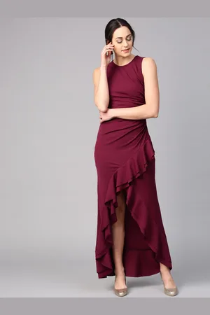 ATHENA Women Burgundy Solid Maxi Dress