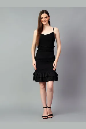 KOTTY Women Ruffled A-Line Knee Length Sleeveless Dress