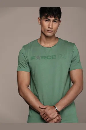 FORCE IX Men Brand Logo Printed Pure Cotton T-shirt