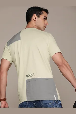 FORCE IX Men Pure Cotton Colourblocked Casual T-shirt