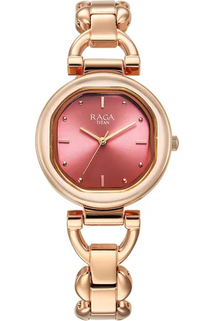 Titan Women Brass Dial & Stainless Steel Bracelet Style Straps Analogue Watch 95301WM01