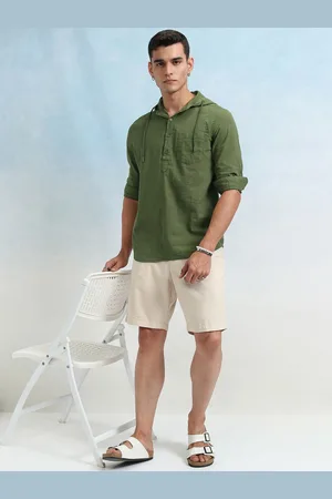 Highlander Men Olive Olive Casual Hoodie Shirt