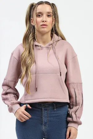 MADAME Women Solid Hood Cotton Pullover Sweatshirt