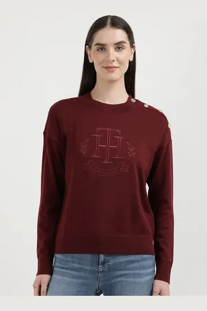 Tommy Hilfiger Women Embroidered Typography Printed Round Neck Sweatshirt