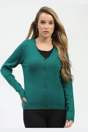 MADAME Women V-Neck Long Sleeves Cardigan