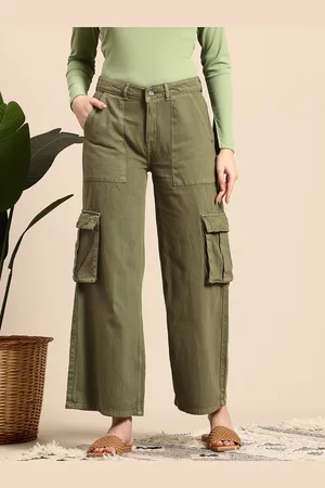 Mast & Harbour Women Wide Leg High-Rise Cargo-Style Jeans
