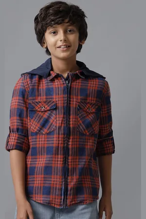 UNDER FOURTEEN ONLY Boys Hood Tartan Checked Cotton Casual Shirt