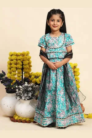 Cutiekins Girls Printed Cotton Ready to Wear Lehenga & Blouse With Dupatta