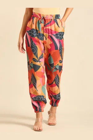 De Moza Women Floral Printed Joggers Trousers