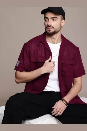 Roadster The Life Co. Pure Cotton Relaxed Fit Semi Sheer Knitted Shirt