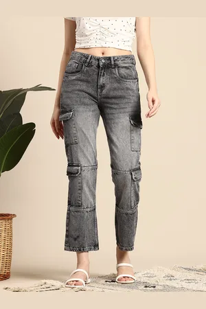 Mast & Harbour Women Straight Fit High-Rise Cargo-Style Jeans