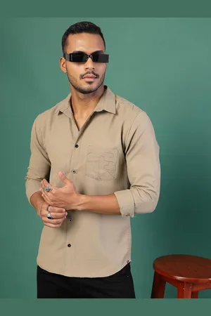 Rigo Men Comfort Spread Collar Textured Linen Casual Shirt