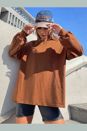 CHKOKKO Women Solid Round Neck Oversized T-shirt