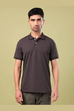 TECHNOSPORT Men UPF50 Solid Polo Collar Slim Fit T-shirt