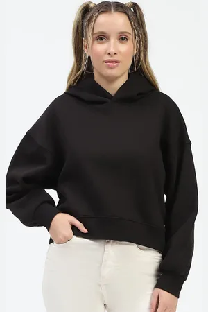 MADAME Women Solid Hood Cotton Pullover Sweatshirt