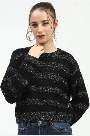 MADAME Women Striped Self Design Pullover