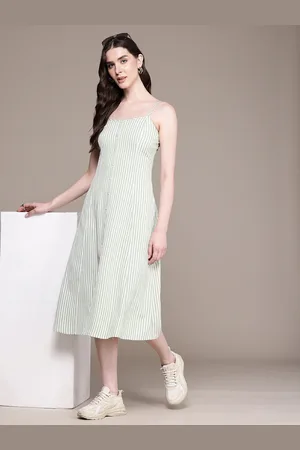 Roadster Striped Crepe A-Line Midi Dress