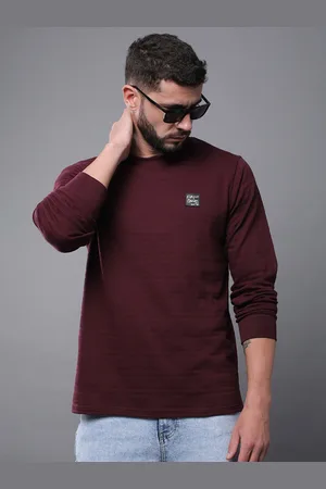 Difference of Opinion Men Solid Popcorn Structure Long Sleeve Crew Neck T-Shirt